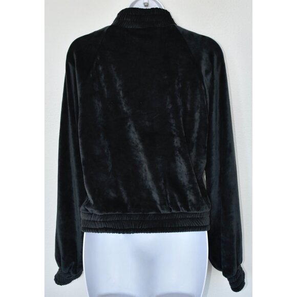 THEO & SPENCE WOMEN NWT FULL ZIP TEXTURED VELOUR BLACK BOMBER JACKET. SIZE M - Picture 7 of 11